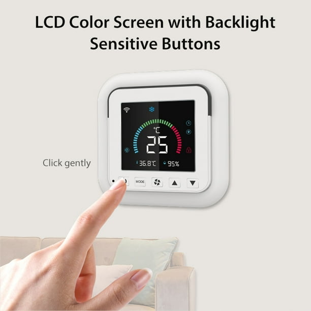 Termostato Tuya WiFi Smart LCD Color Screen Touch -10 ℃-60 ℃ Control remoto  de temperatura y humedad Eccomum Termostato