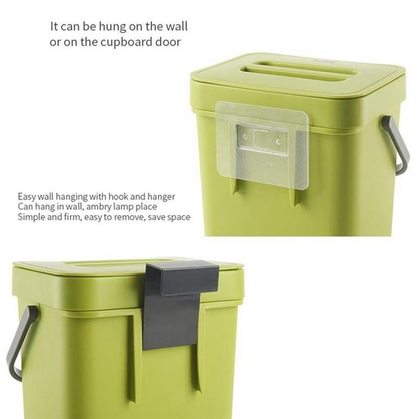 Bote de basura plegable pequeño, paquete de 2 cubos de basura montados en  la pared para puerta de armario de cocina, ahorro de espacio, cubo de  basura