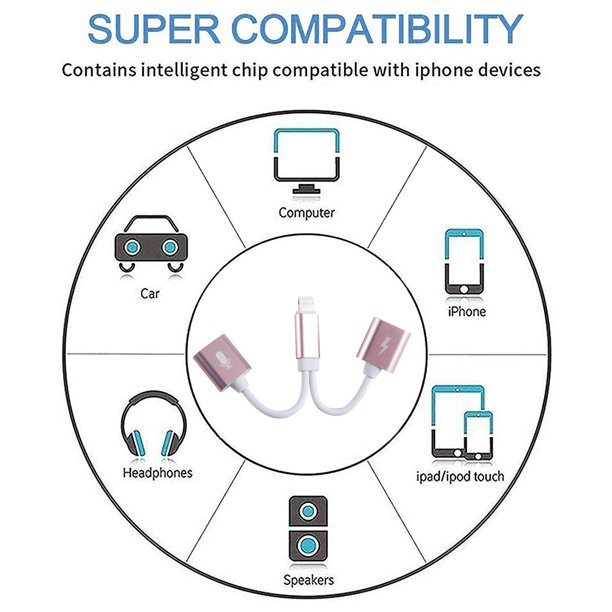 2 en 1 adaptador iPhone XR X XS XSMAX 7 8 Plus 11 11Pro 11Promax Lightning  a 3,5 mm Cable cargador de Audio teléfono convertidor de música Jack  adaptador de auriculares