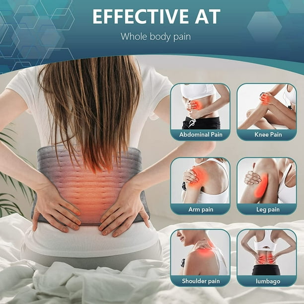 Almohadilla térmica para aliviar el dolor de espalda, almohadillas térmicas  eléctricas para calambres, abdomen, cintura, hombros con 6 ajustes de