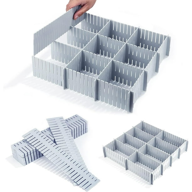 Organizador de cajones, (gris) 24 piezas divisores de cajones