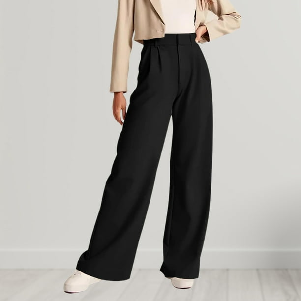 Pantalones elegantes para mujer sueltos informales línea H bolsillos con  cierre de cremallera traje de trabajo de oficina