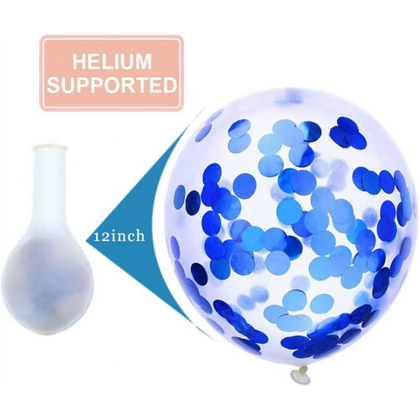 Paquete de 60 globos azules + globos blancos + globos de confeti azul con  cinta | Globo azul | Globos azules | Globos azules | Globos azules | Globos