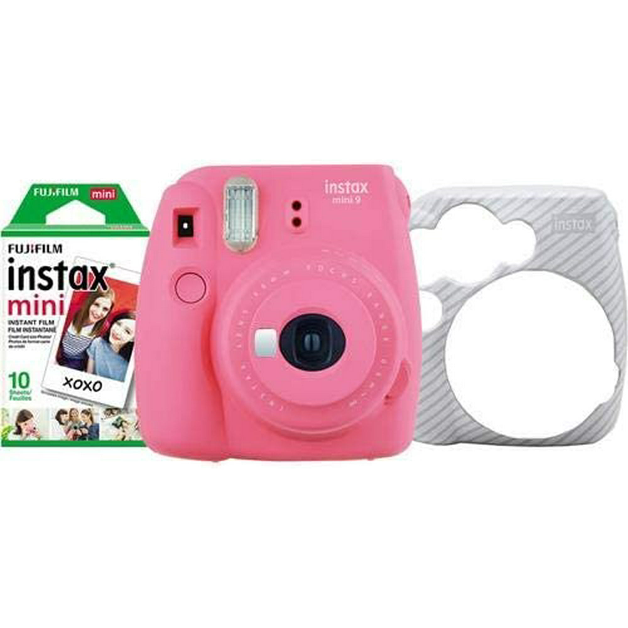 Cámara instantánea para niños Fujifilm Instax Mini 9 Rosa Flamingo con  funda personalizada+Paquete económico de película Fuji Instax (40 hojas)