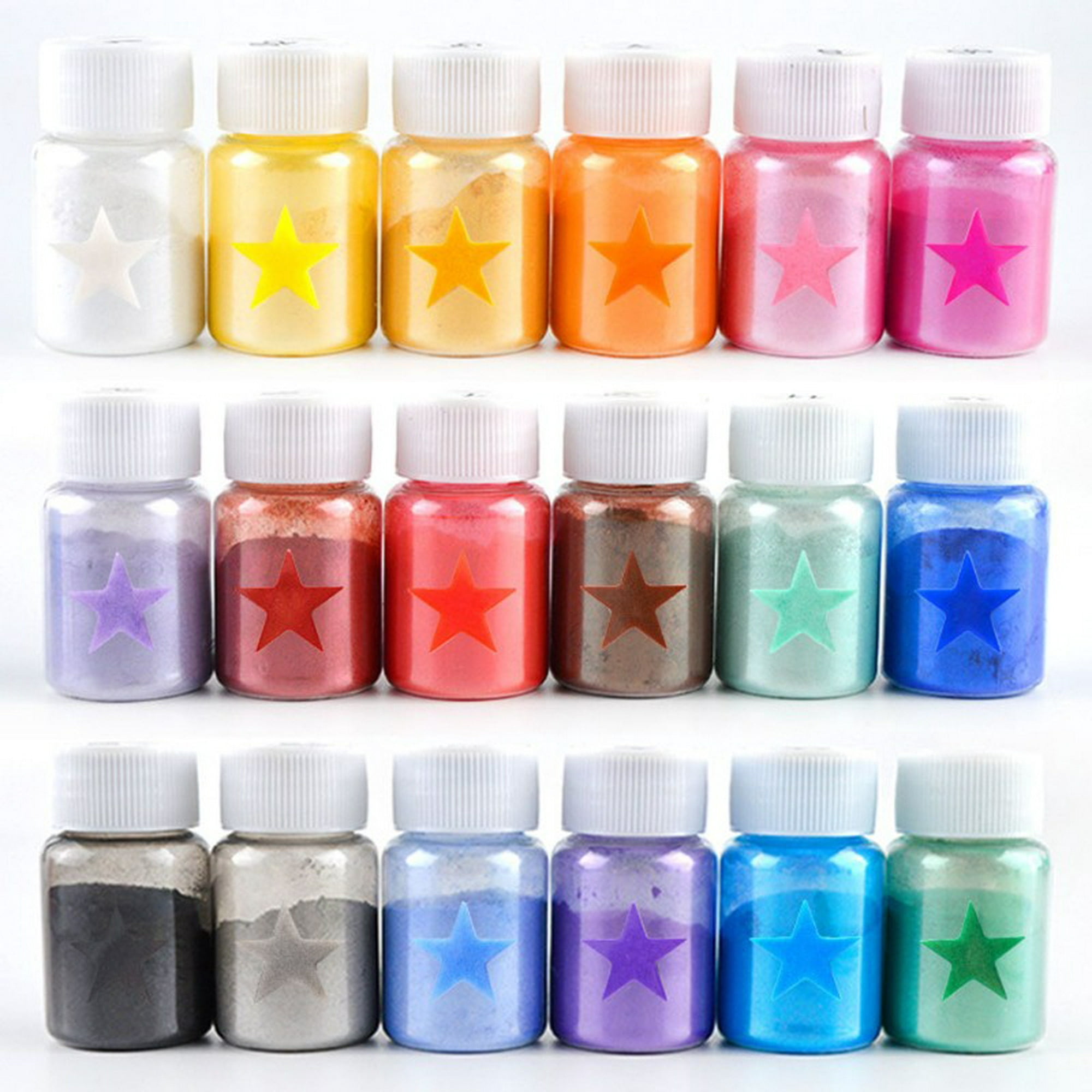 18 colores Mica polvo de resina epoxi Color pigmento conjunto de tinte de  grado cosmético Mica polvo para brillo labial fabricación de jabón bomba de  baño