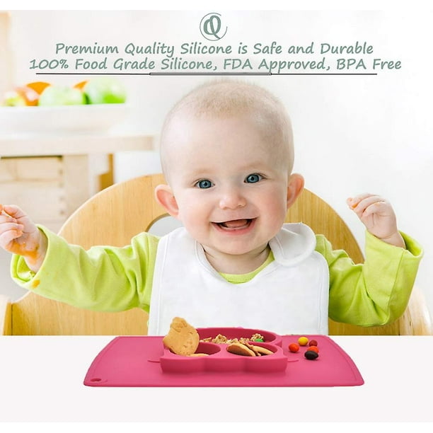 Platos para niños pequeños, platos portátiles para bebés pequeños, platos  de succión fuertes sin BPA para niños pequeños, mantel individual de