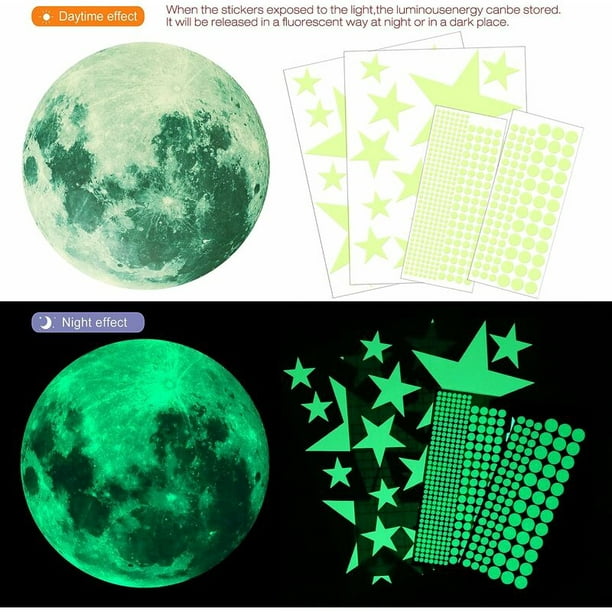 Luna Cielo Noche Pegatinas Fluorescentes Para Decoración