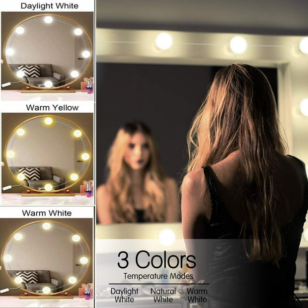 LED de espejo de tocador de 10 bombillas de lámpara regulables para tocador de  maquillaje, luz de espejo de tocador Macarena Maquillar las bombillas de  las luces del espejo