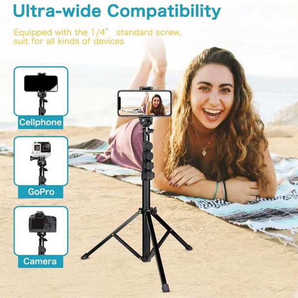 Ubeesize Anillo de luz de 12.2 pulgadas con trípode para selfie stick de 62  pulgadas, anillo de luz LED con soporte y soporte para teléfono para