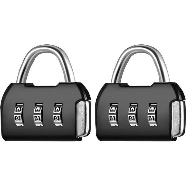 2 mini candados de combinación de 3 dígitos, candados para equipaje, maleta  con código pequeño para casillero deportivo, bolsa de viaje, universidad,  color negro