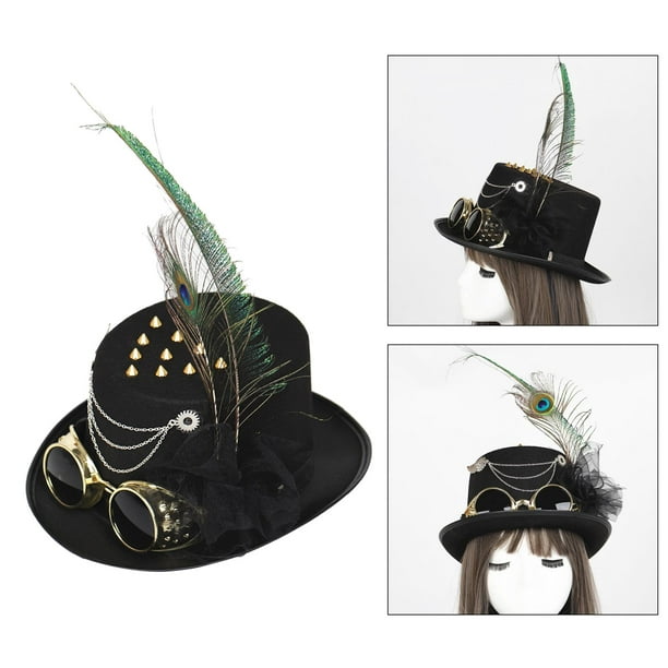 Sombrero Steampunk, sombreros de copa Steampunk para hombres con