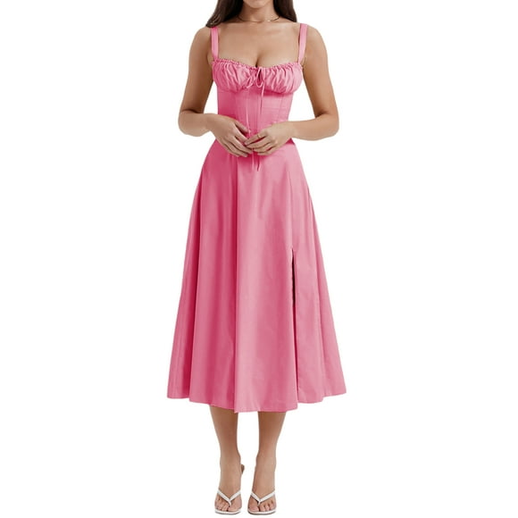 vestido de mujer color sólido sin mangas vendaje fiesta vestido de una línea para cóctel discoteca playa