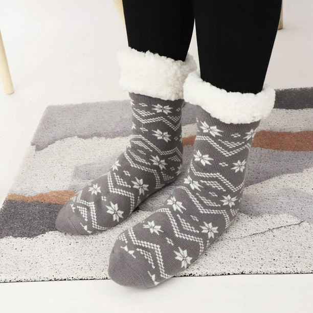 Calcetines para el hogar para mujer y niña, calcetines gruesos de punto con  forro polar, calcetines de invierno para interiores y exteriores, calcetines  térmicos suaves y difusos de Navidad