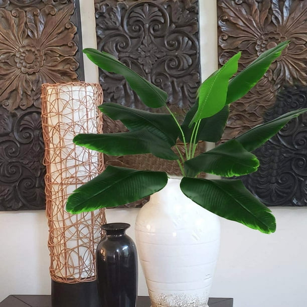Planta verde Artificial para decoración en maceta, Planta artificial grande  de interior, hoja de plátano, decoración