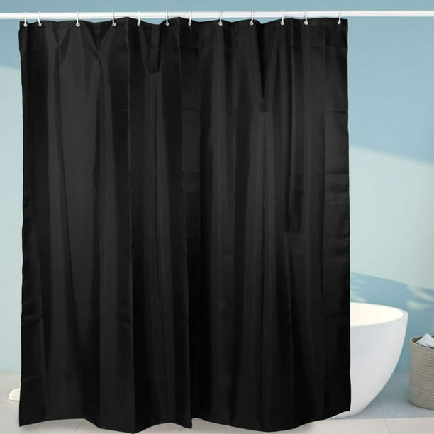 Cortina de ducha negra de estilo moderno, cortinas de baño impermeables de  tela de poliéster con ganchos, decoración de baño, 71 x 86 pulgadas (ancho