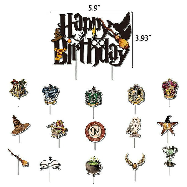 Kits de decoración de fiesta temática de Harry Potter, globos con bandera  para tirar, accesorios para tarjetas de pastel, suministros Vhermosa