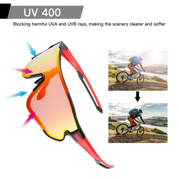 Irfora Gafas de ciclismo con 2 lentes intercambiables UV400 Gafas de sol  deportivas MTB Gafas de bicicleta de carretera para hombres Mujeres Correr  Conducir Pesca Béisbol Golf Irfora Gafas de sol