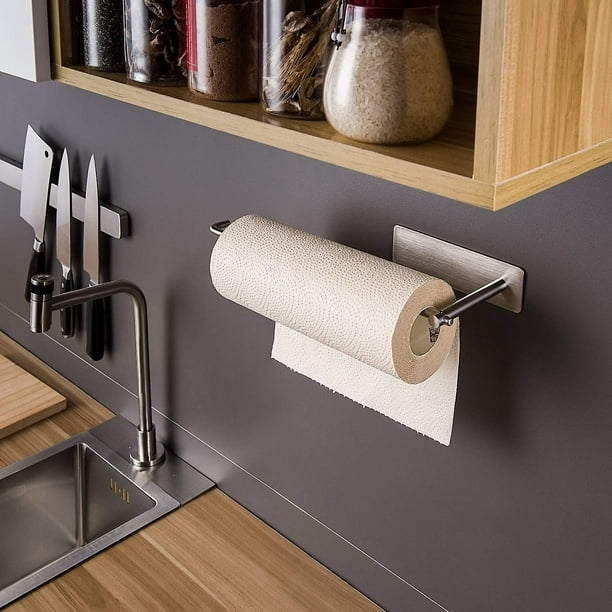 Soporte para toallas de papel debajo del gabinete de cocina, soporte  autoadhesivo para papel toalla, palo en la pared, acero inoxidable Sus304  YONGSHENG 8390612280887