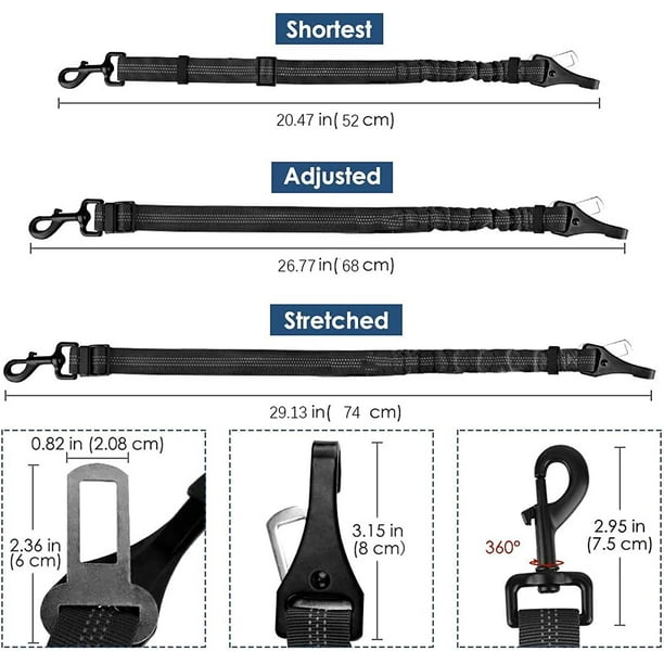 Cinturón de seguridad mejorado para perro y coche, correa de nailon  reflectante elástica ajustable, cuerda de