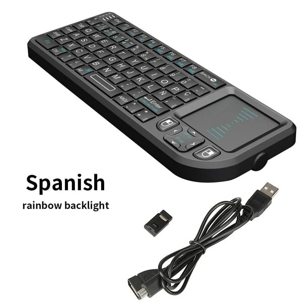 Teclado inalámbrico Ordenador portátil Inalámbrico 3 en 1 Mini teclado  Touchpad Mouse, español, retroiluminado colorido Kearding EL000310-06B
