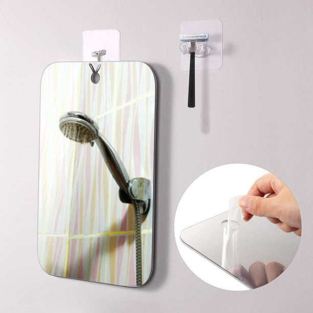  Paquete de 2 espejos de ducha sin niebla para espejo de afeitado  para ducha, espejo irrompible, (pequeño, 2 piezas de 6 x 4 pulgadas), espejo  de ducha antivaho de mano, sin