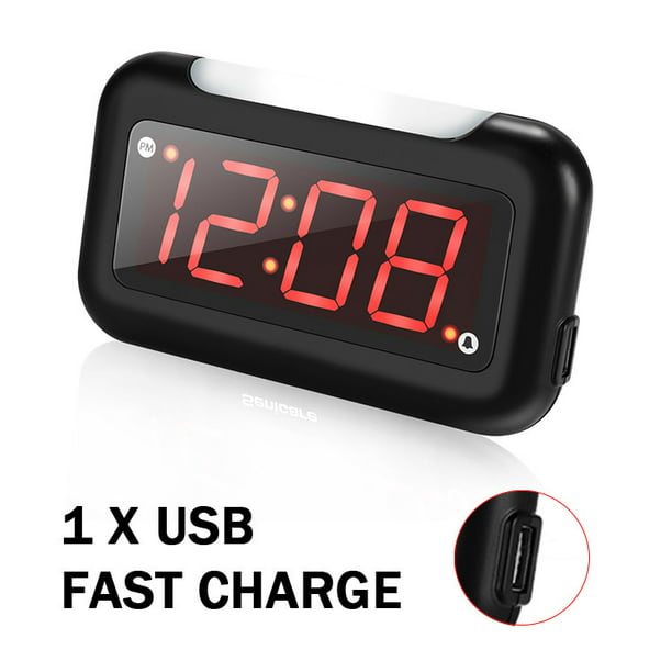 Pequeño reloj digital funciona con pilas, reloj despertador de viaje LED  alimentado por batería con repetición, inalámbrico, brillo ajustable, 12/24