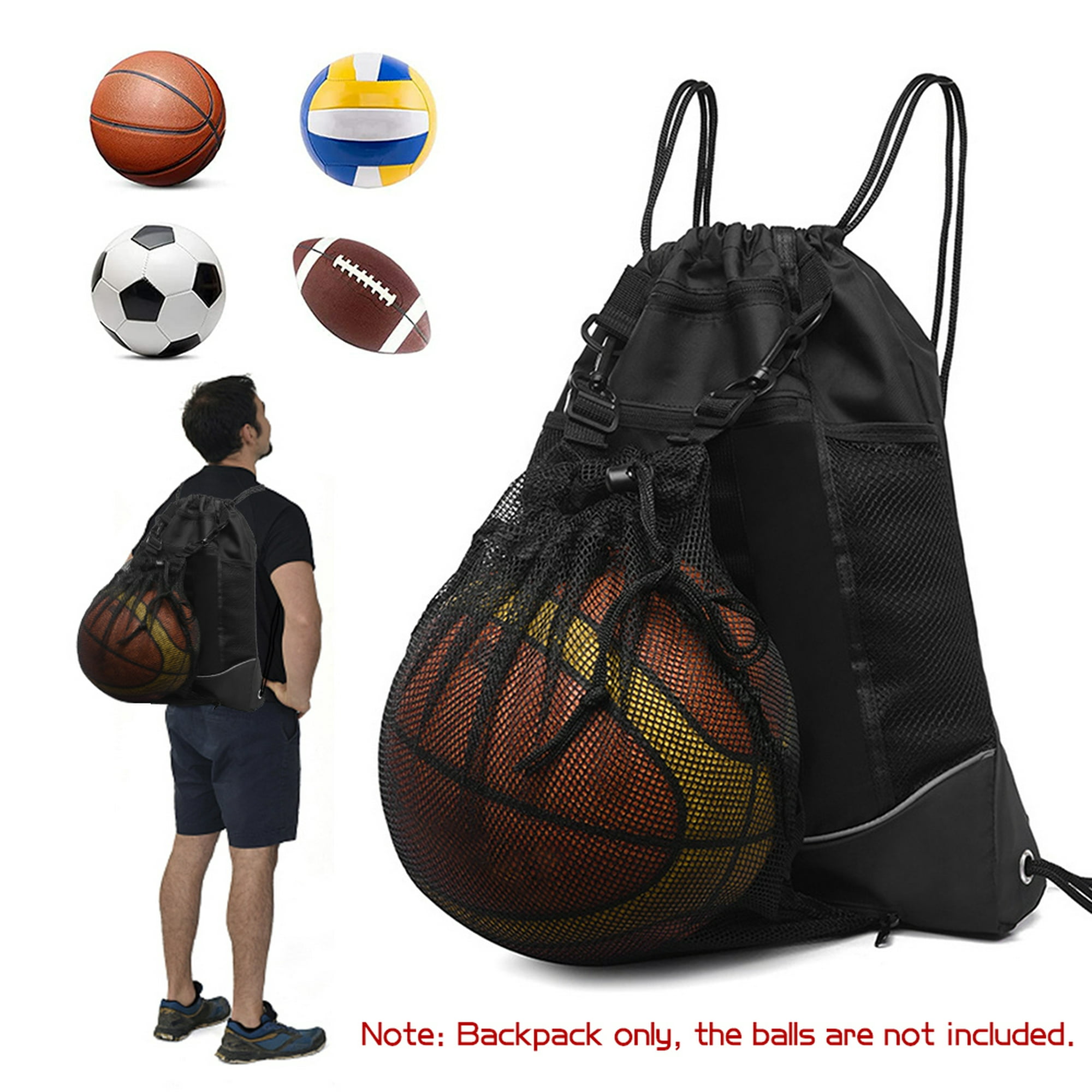 OMFUNS Mochila de pelota de baloncesto con cordón para deportes, gimnasio,  para hombres, mujeres, niños, niñas, bolsa de baile, bolsa de cuerda para