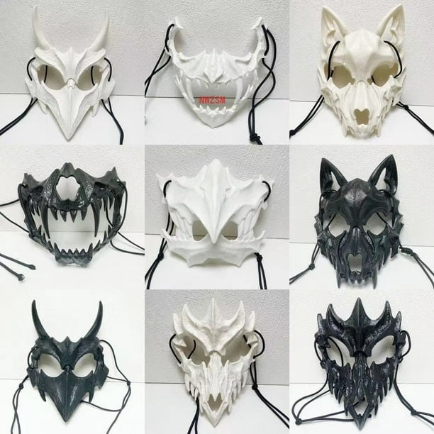 Máscaras de lobo de Halloween, máscaras de lobo de animales, máscaras de  media cara, máscaras de cosplay, accesorios de fiesta de animales de gato