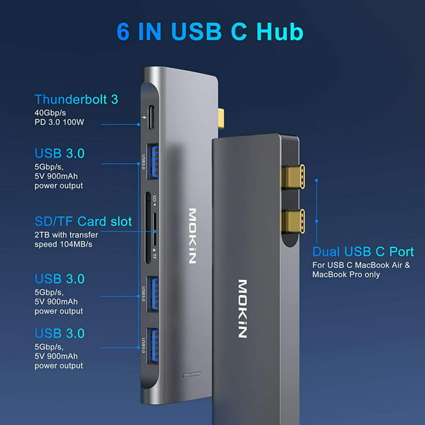 Adaptador USB C para MacBook Pro HDMI, adaptador USB tipo C Hub con 4K  HDMI, Thunderbolt 3 USB C Power Delivery para MacBook Pro de 13 pulgadas,  15