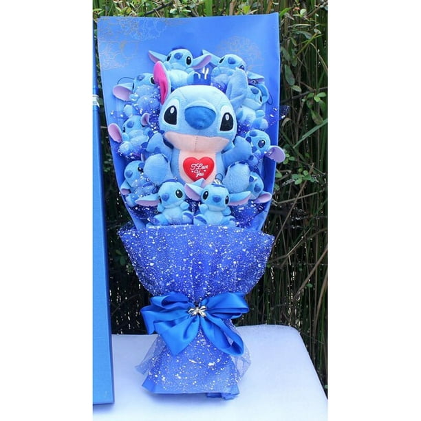 Disney-juguetes de peluche de Stitch, ramo de rosas, caja de regalo,  dibujos animados de Anime, Lilo Stitch, muñecos de peluche suaves, ramos,  regalos de Navidad y San Valentín oso de fresa Electrónica