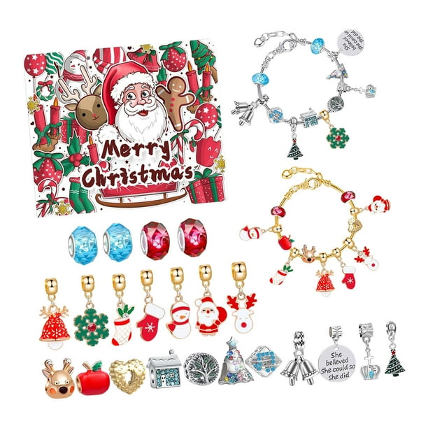 Pulseras de calendario de Adviento de Navidad 2023 para niñas, calendario  de cuenta regresiva de 24 días de Navidad, kit de fabricación de joyas