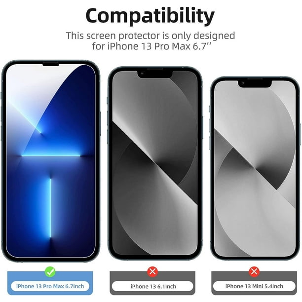 Paquete de 3 protectores de pantalla para iPhone 14 Pro Max - Película de  vidrio templado Templado