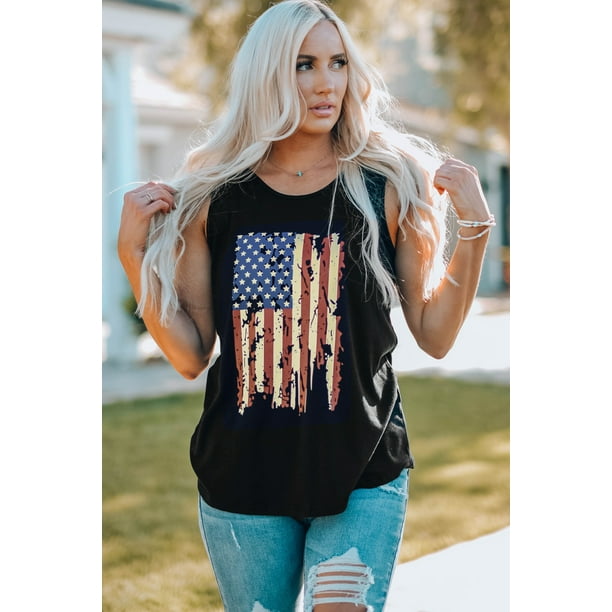 ABPHQTO Camiseta sin mangas con estrella de la bandera americana para mujer ABPHQTO | Bodega Aurrera en