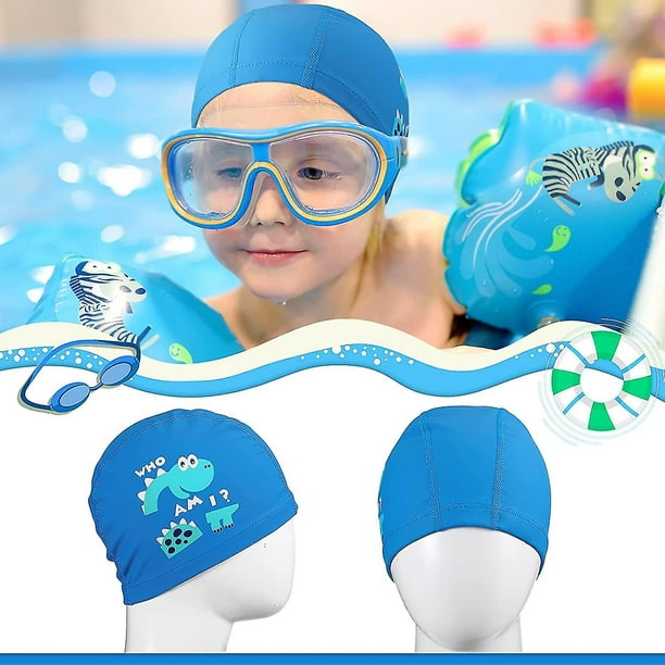 Gorros de natación para niños de 2 piezas para niños, niños pequeños, niños  y niñas, gorro de baño impermeable para niños para largo y oso de fresa