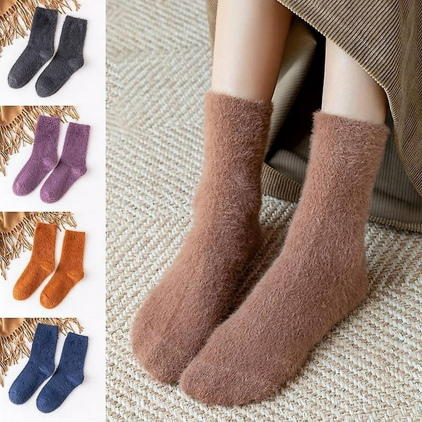 Comprar Calcetines térmicos gruesos y cálidos para hombre y mujer, calcetín  de lana y Cachemira para nieve, sin costuras, botas suaves de terciopelo,  calcetines para dormir en el suelo, 3 pares