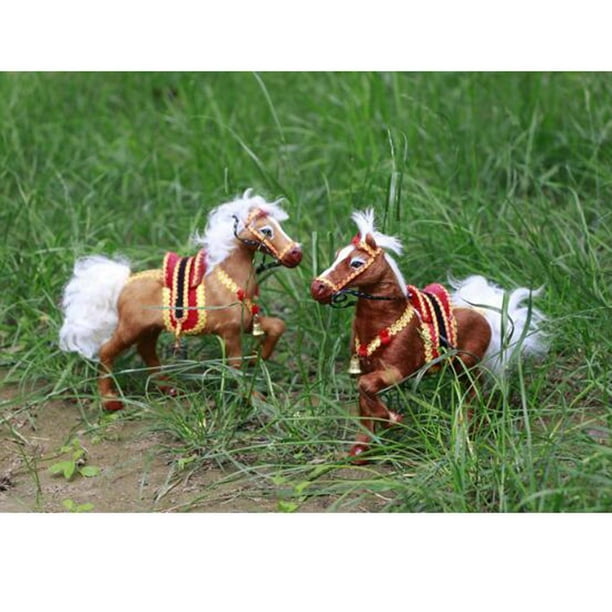 Artesanías Adornos de caballos Juguetes para niños Simulación Animal Muñeca  Patio Decoración para hogar marrón CUTICAT Horse Statue Garden