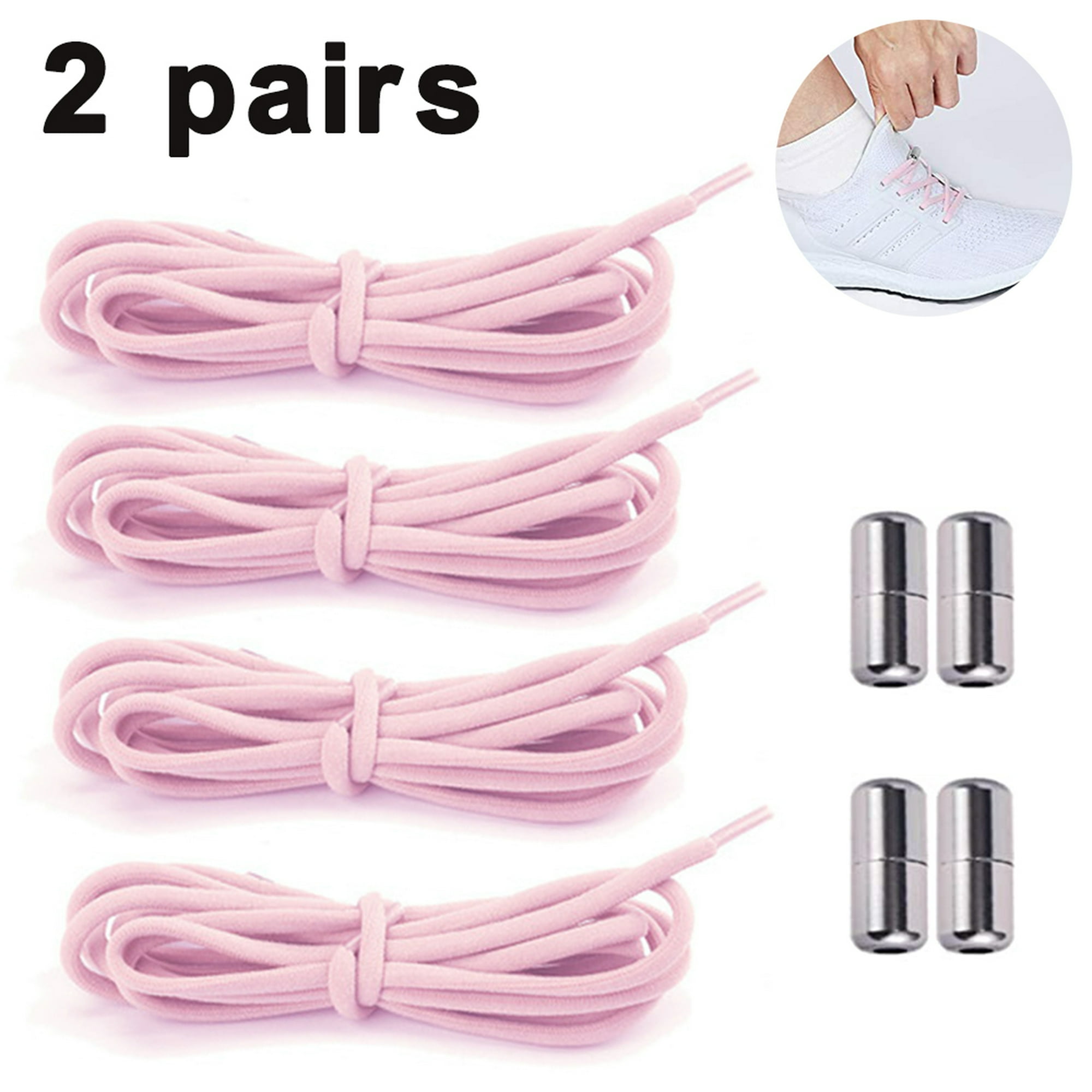 Cordones elásticos para zapatos para adultos, niños, ancianos, sistema con  cordones elásticos (2 pares)