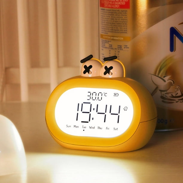Reloj despertador para niños, divertido reloj LED inteligente de dibujos  animados con luz nocturna, funciona con pilas, digital electrónico sonrisa