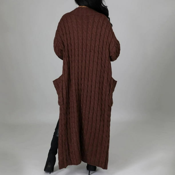 Pntutb moda mujer Casual manga larga otoño suéter largo abrigo