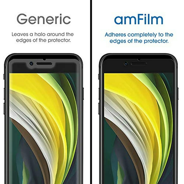 Protector de pantalla de vidrio amFilm para iPhone SE 2020, iPhone 8,  amFilm