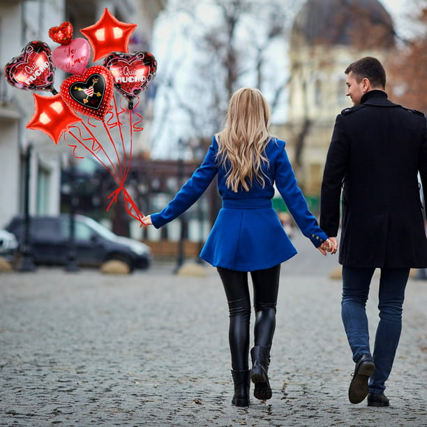 Globos de decoración para el día de San Valentín Globos de láminas de amor  Kit de decoración de globos rojos reutilizables Globos de helio de aire