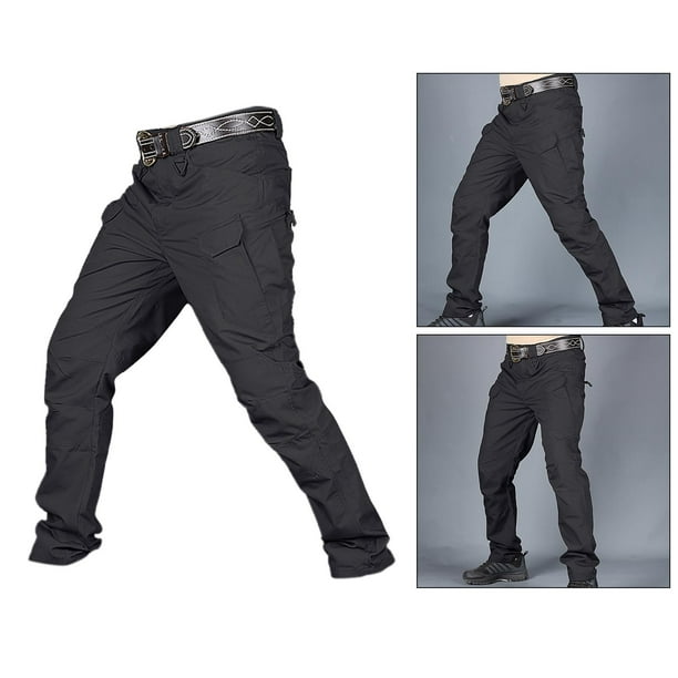  Pantalones de carga tácticos activos sueltos con múltiples  bolsillos para hombre, pantalones de camuflaje ligeros para el trabajo,  Negro - : Ropa, Zapatos y Joyería