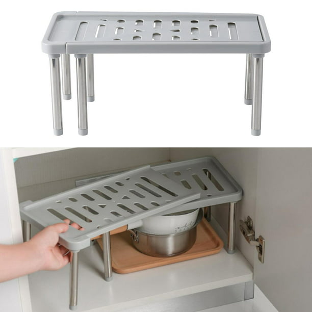 Organizador expandible para debajo del fregadero, estante de almacenamiento  multifuncional con estantes extraíbles y tubos de acero para cocina, baño