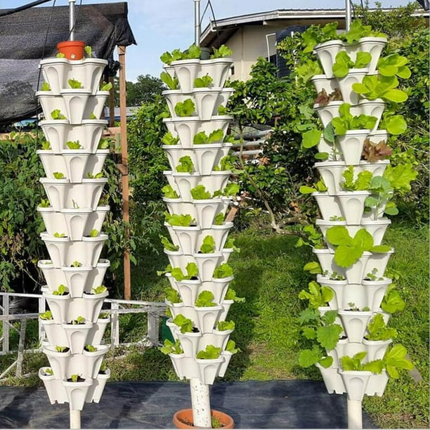 Macetero vertical apilable de 3 niveles, macetas de jardín, fresas,  hierbas, flores y verduras, macetas de jardinería para interiores y  exteriores