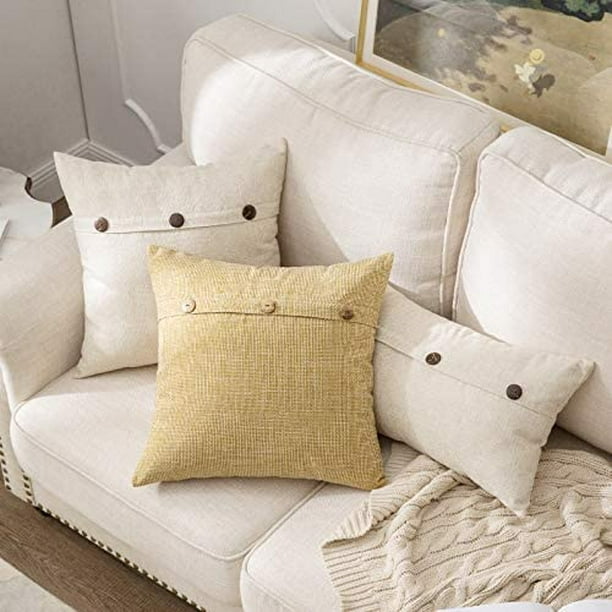Juego de cojines para sofá de color beige, funda de almohada de 45 x 45 cm  : : Hogar y cocina