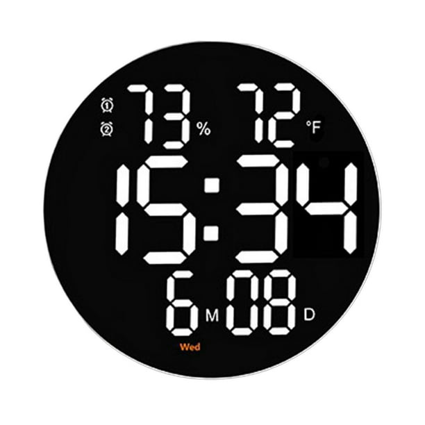Reloj de Pared Digital Grande, Ajuste de Brillo, Control Remoto, Relojes  LED Electrónicos USB para Hotel, Comedor, Regalo, Decoraciones para El  Hogar Blanco Sunnimix Reloj de pared digital