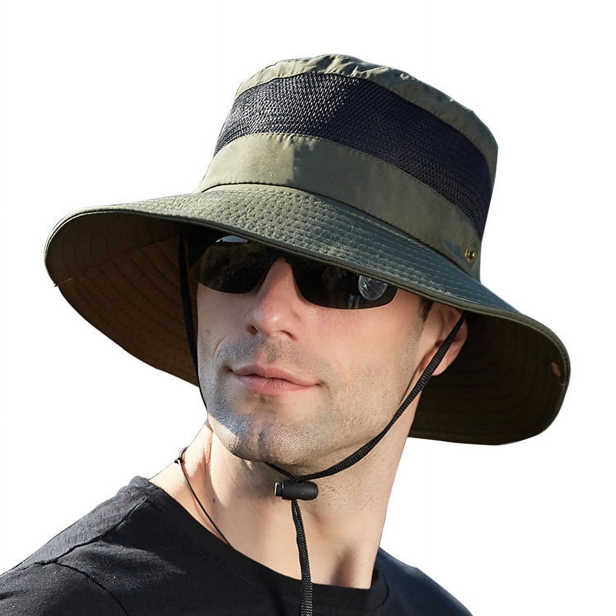 Sombrero de pescador de ala ancha para hombre, para pesca al aire libre,  ajustable, impermeable, UPF 50+, sombrero de sol de moda