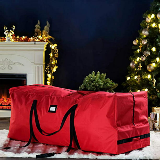 Bolsa de almacenamiento de árbol de Navidad grande con ruedas, duradera con  ruedas , bolsa de lona impermeable a prueba de rasgaduras para árbol rojo