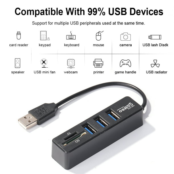 USB 2.0 HUB Multi USB Splitter 5/8 Puertos Adaptador USB Lector de tarjetas para  PC portátil Ndcxsfigh Para estrenar