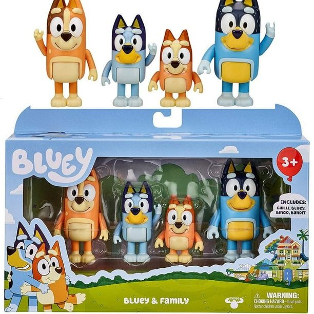 Figura de Bingo Bluey de 4 a 12 piezas para niños, juguete de la familia,  Bandit Chilli, figura de acción de PVC de dibujos animados, modelo